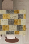 Sarı Patchwork Desen Dokuma Leke Tutmaz Masa Örtüsü MSO296 thumbnail 1