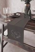 Antrasit Modern Desenli Premium Masa Örtüsü Runner RNR044 thumbnail 1