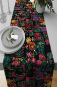 Siyah Patchwork Desenli Premium Masa Örtüsü Runner RNR290 thumbnail 1