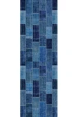 Mavi Patchwork Desenli Premium Masa Örtüsü Runner RNR297 thumbnail 2