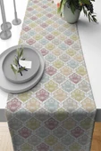 Çok Renkli Damask Premium Masa Örtüsü Runner RNR416 thumbnail 1