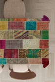 Çok Renkli Patchwork Dokuma Leke Tutmaz Masa Örtüsü MSO291 thumbnail 1