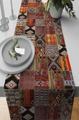 Çok Renkli Patchwork Premium Masa Örtüsü Runner RNR168 thumbnail 1