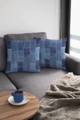 Mavi Patchwork Çift Taraflı Yastık Kırlent Kılıfı KRL297 thumbnail 3