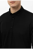 Slim Fit Armürlü Likralı Gömlek thumbnail 5