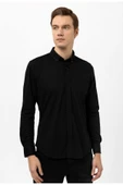 Slim Fit Armürlü Likralı Gömlek thumbnail 3