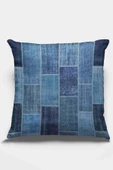 Mavi Patchwork Çift Taraflı Yastık Kırlent Kılıfı KRL297 thumbnail 1