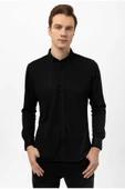 Slim Fit Armürlü Likralı Gömlek thumbnail 4