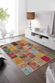 Çok Renkli Patchwork Kaymaz Tabanlı Dekoratif Halı AR129 thumbnail 1