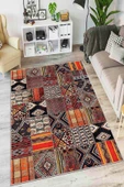 Turuncu Patchwork Kaymaz Tabanlı Dekoratif Halı AR750 thumbnail 1