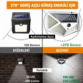 100 LED Solar Hareket Sensörlü Dış Mekan Bahçe Lambası (9 Adet) thumbnail 2