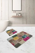 Renkli Patchwork Banyo Halısı Klozet 2'li Paspas Seti BS294 thumbnail 1