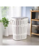Hafif Plastik Bambu Halatlı Kirli Çamaşır Sepeti, 65 L thumbnail 2