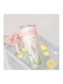 1200ml Pembe Lale Desenli Paslanmaz Çelik Termos thumbnail 3