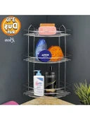 Oval Krom 3 Katlı Banyo Duş Rafı ve Organizer thumbnail 3