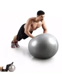 Gri Pilates Topu, Pompa Hediyeli, 65 cm Boyutunda thumbnail 1