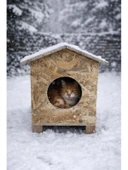 Ahşap Dış Ortam Kedi Evi, 45x40x30 cm thumbnail 1