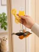 Kapıya Asılabilen Sesli Kuşlu Kedi Eğlence Oyuncağı, Elastik thumbnail 3