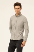 Süvari Slim Fit Uzun Kol Jakarlı Örme Bej Erkek Gömlek thumbnail 9