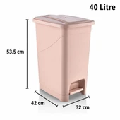 Omnipazar SRL-3030 Slim Pedallı Plastik Çöp Kovası İç Kovalı 40 litre Pembe thumbnail 2