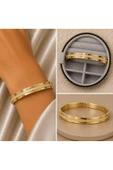 Gold Sim Detaylı Minimal Kelepçe Bileklik thumbnail 1