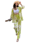 Alt Üst Takım Kimono- Desenli-Yeşil thumbnail 1