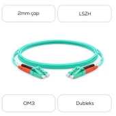 Alfafonet LC/PC-LC/PC Multimode OM3 Dupleks 2 Metre Fiber Patch Cord thumbnail 4