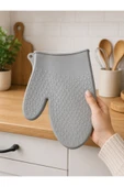 Silikon Mutfak Eldiveni Tekli – Gri thumbnail 3