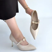 Conne Bej Cilt Stiletto Ayakkabı thumbnail 4