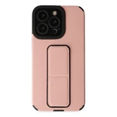 İphone 14 Pro Kılıf Mega Standlı Silikon - Pudra thumbnail 1