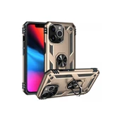 İphone 14 Pro Kılıf Sofya Yüzüklü Silikon Kapak - Gold thumbnail 2