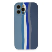 İphone 12 Pro Kılıf Ebruli Lansman Silikon - Mavi-Gri thumbnail 1