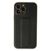 İphone 13 Pro Kılıf Coco Deri Standlı Kapak - Siyah thumbnail 1