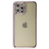 İphone 12 Pro Kılıf Joke Taşlı Silikon - Mor thumbnail 3