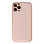 İphone 11 Pro Max Kılıf Coco Deri Silikon Kapak - Pembe thumbnail 1
