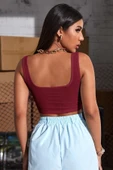 Kadın Bordo Kalın Askılı Crop Top Büstiyer thumbnail 2