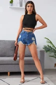 Kadın Siyah Çapraz Bağlamalı Crop Top Büstiyer thumbnail 5