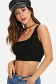 Kadın Siyah Tek Omuz Crop Büstiyer thumbnail 3