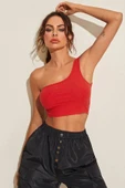 Kadın Kırmızı Tek Omuz Crop Büstiyer thumbnail 4