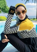 Mayovera Zigzag Hardal Kapalı  Lycralı  Tasarım Mayo thumbnail 3