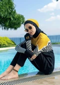 Mayovera Zigzag Hardal Kapalı  Lycralı  Tasarım Mayo thumbnail 6