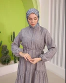 BELDEN BAĞLAMALI KETEN ELBİSE thumbnail 2