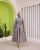 BELDEN BAĞLAMALI KETEN ELBİSE thumbnail 5