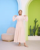 BELDEN BAĞLAMALI KETEN ELBİSE thumbnail 8