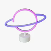 Neon Işıklı Satürn Lamba (Pil + USB) thumbnail 3