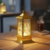 Ramazan Temalı Gold Kare Kubbe LED Lamba thumbnail 1