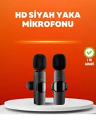 Çift Mikrofonlu Kablosuz Kayıt Seti İphone Uyumlu Mini Mikrofon thumbnail 1