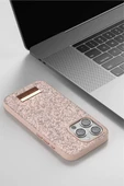 Onegif Apple iPhone 15 Pro Max Bright Simli Kapak - Gümüş thumbnail 3