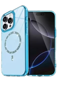 Newface Apple iPhone 16 Pro Max Live Diamond Magsafe Kapak - Mavi thumbnail 1