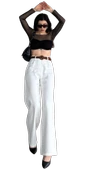 Beli Kemerli  Pantolon - BEYAZ thumbnail 1